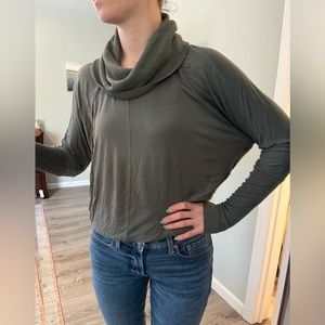 Green cowl neck top